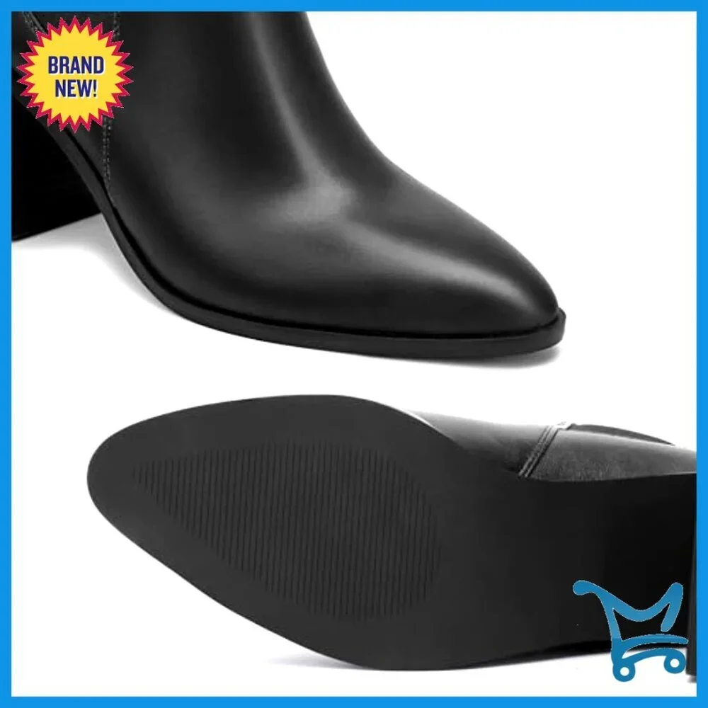Women's Chelsea Ankle Boots Chunky Heel Pointed Toe Tall Shaft Fall Winter